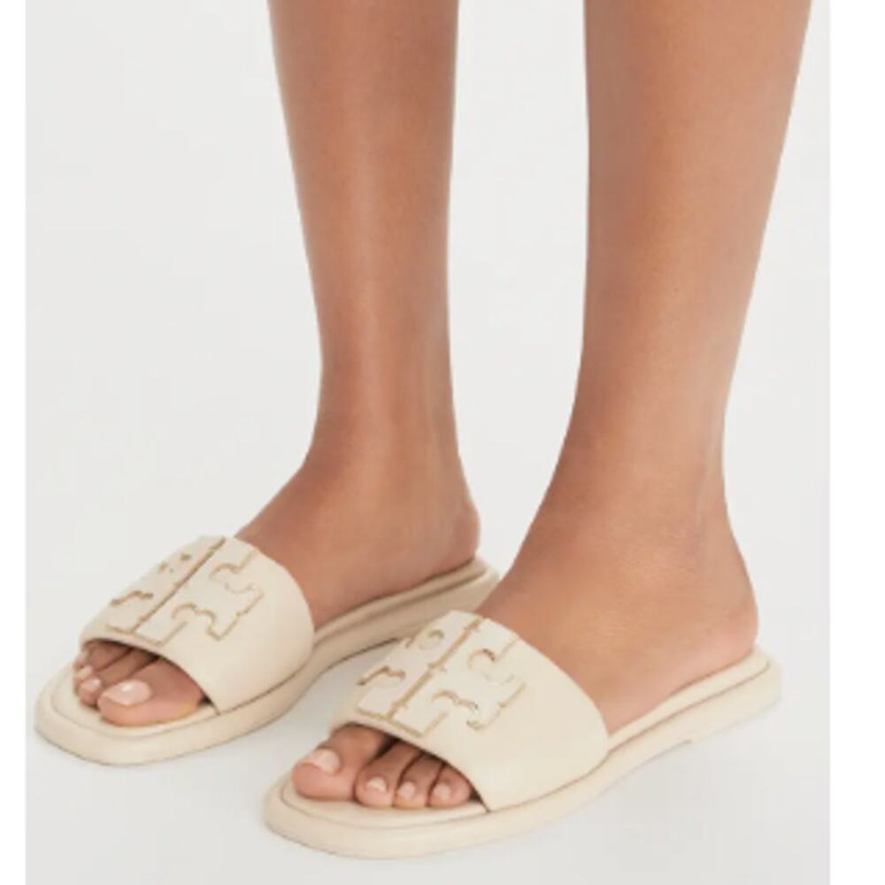 Tory Burch DOUBLET SPORT SLIDE Women's Tan Slide Sandals 10.5 - Picture 2 of 11